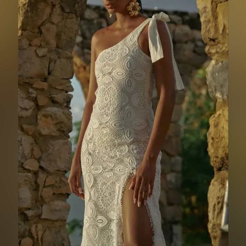 WAIMARI Manglar White Lace Maxi Dress S Resort Wear Bridal Shower Bachelorette - Picture 2 of 16